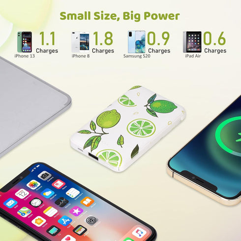 Smallest Portable Charger with Built-in Cables, 6000mAh Ultra Slim Power Bank, Lightweight USB C Phone Charger