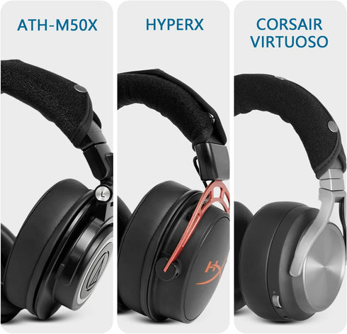 Replacement Headphone Headband Cover for Corsair Virtuoso, Audio Technica ATH M Series, Easy Installation (Black)