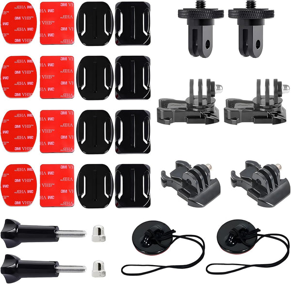 Universal Helmet Adhesive Sticky Mount for Action Cameras, Includes 4 Curved/Flat Mounts, Compatible with Insta360,