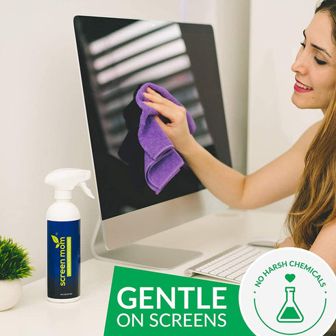 Screen Mom Screen Cleaner Spray (32oz) - 2 x 16oz Bottles, TV & Computer Screen Cleaner with 2 Microfiber Towels