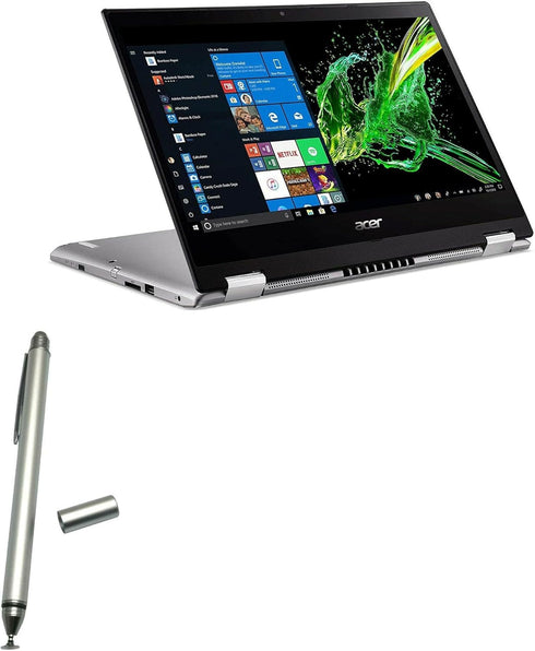 BoxWave Stylus Pen Compatible with Acer Spin 3 (SP314-53N), DualTip Capacitive Stylus, Metallic Silver