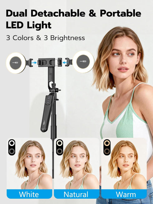 USKEYVISION 70" 360 Recording/Photography(UT-02) Multifunctional Phone Tripod for iPhone with Light, Extendable Selfie
