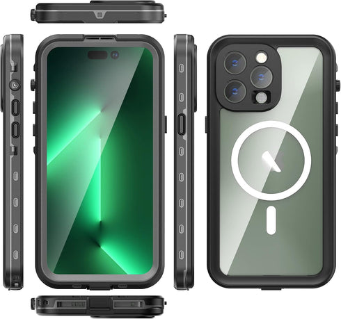 Waterproof Case for iPhone 14 Pro Max, Black, Snowproof & Shockproof with Built-in Screen Protector
