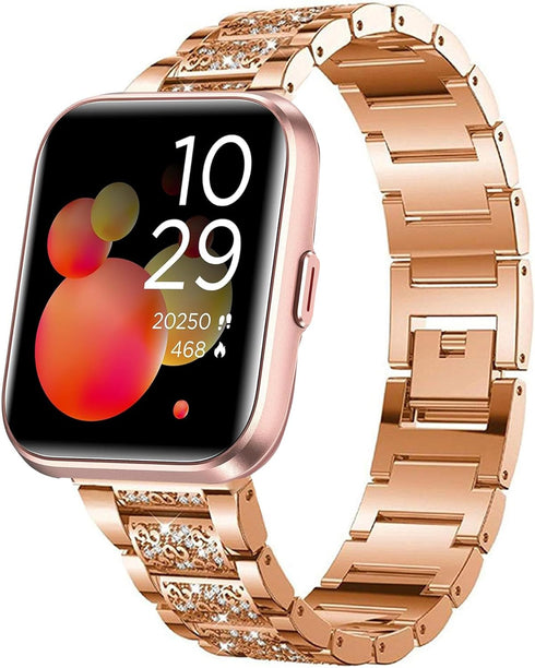 ID208 Plus Smart Watch Bands, Lamshaw Women Jewelry Bling Diamond Metal Dressy Strap for Quican ID208 Plus