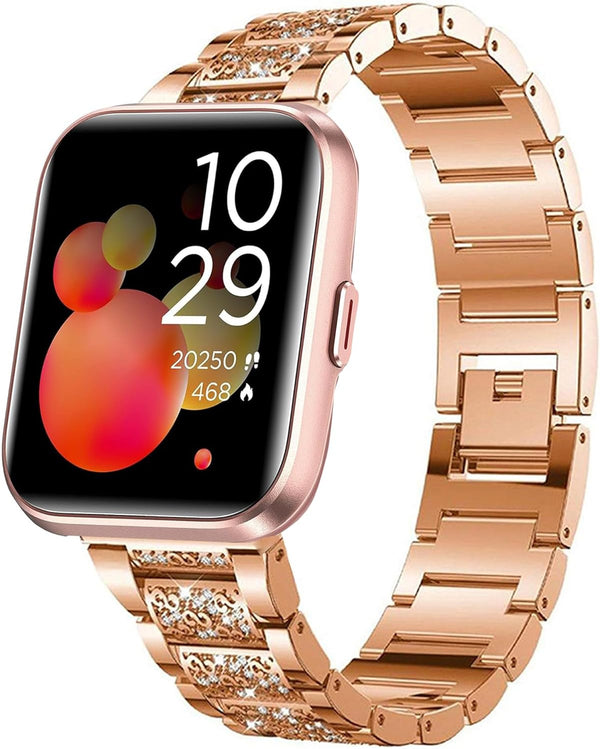ID208 Plus Smart Watch Bands, Lamshaw Women Jewelry Bling Diamond Metal Dressy Strap for Quican ID208 Plus
