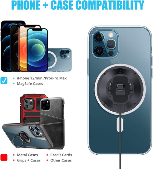 WixGear Wireless Magnetic Car Charger - Compatible with iPhone 13/12 Series with Auto Alignment