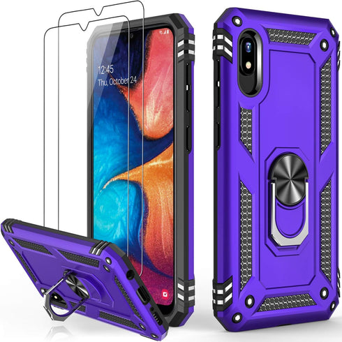 IKAZZ for Galaxy A10e Case with Screen Protector, Military Grade Shockproof Heavy Duty Phone Cover with Magnetic
