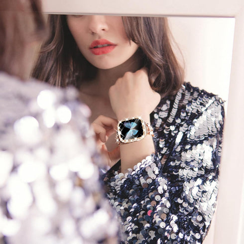 Wingle Rose Gold Apple Watch Bands 45mm for Women - iWatch Series 8 7 Butterfly Diamond Bracelet with Bling Screen