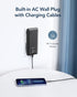 VEGER Portable Charger for iPhone, Built-in Cables and Wall Plug, 10000mAh Slim Fast Charging Power Bank, Black