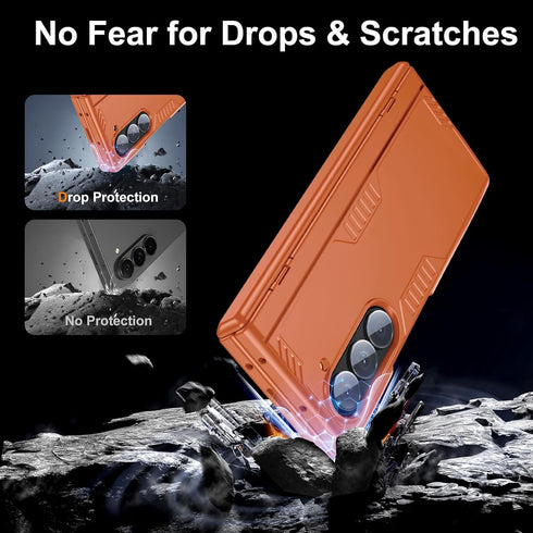 Samsung Galaxy Z-Fold-6 Case with Screen Protector, Slim Hinge Lightweight Stand, Wireless Charging - Orange