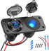 12V USB Outlet Marine Switch Panel Plug, PD3.0 Dual QC3.0 USB Ports Aluminum Car Charger with LED Voltmeter Power Switch