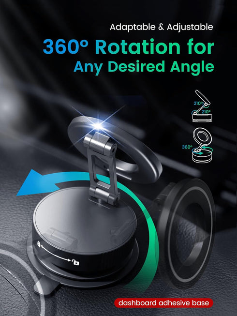 Hohosb Magsafe,360 Phone Holders for Your car,Upgraded Vacuum Magnetic Phone Holder Stand for Rotatable Zinc Alloy