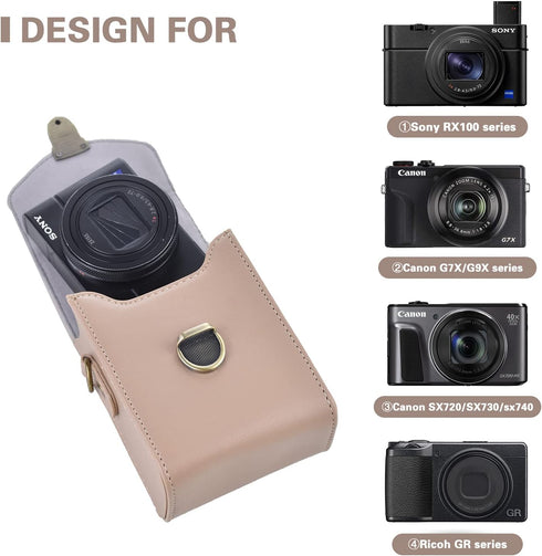 Rieibi Camera Case for Sony RX100 & HX Series - Retro Leather Case for Ricoh GR IIIx/Ricoh GR III II/Canon G7X II/G7X III / SX720/SX730/SX740 / G9X/G9X II