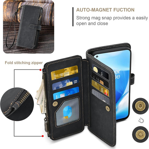 Asuwish Phone Case for OnePlus Nord N200 5G, Wallet Cover with Tempered Glass Screen Protector, Flip Card Holder