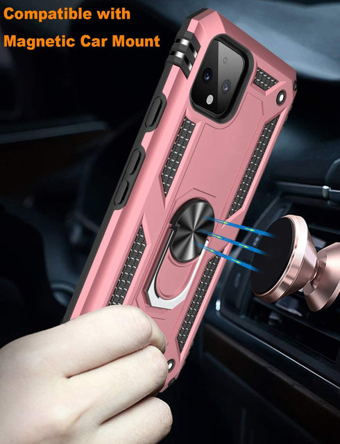 LUMARKE Case for Google Pixel 4 with Screen Protector, Military Grade Protective Phone Cover with Magnetic Ring
