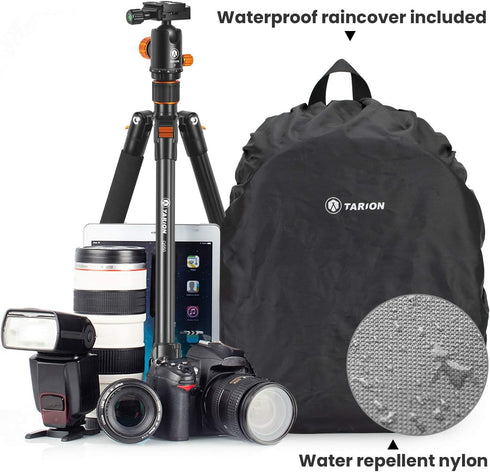 TARION Professional Camera Bag, Waterproof Backpack with Laptop Compartment for DSLR SLR Mirrorless Photography, Grey