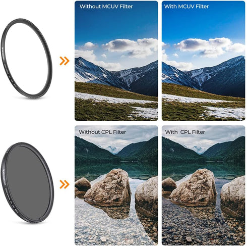 K&F Concept 52mm Lens Filter Kit - 18 Multi Layer Coatings Circular Polarizer & MC UV Protection Filter Set for