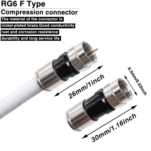 Taiss 20PCS RG6 Compression connectors,F Type Coaxial Cable Compression connectors (Black)