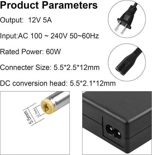 8-Way CCTV Camera Power Splitter - Security Camera Power Adapter, LED Driver Lighting Transformer DC Converter, 12V 5A