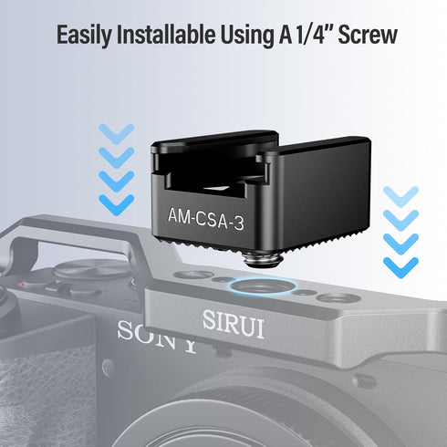 SIRUI 3 Pack Cold Shoe Mount Adapter with 1/4"-20 Thread for Camera Cage, Flash, LED Light, Monitor, Microphone,
