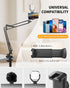 Phone Holder for Bed Desk, Flexible Camera Arm Desk Mount Clamp with Phone Holder and Ball Head, Overhead Tripod Mount