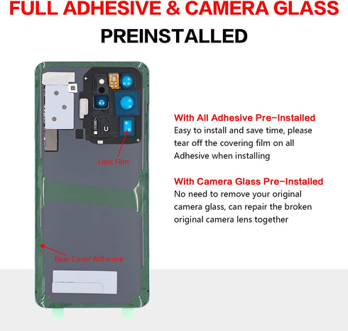 Compatible Samsung Galaxy S20 Ultra Back Glass Cover Replacement, 6.9-Inches, Cosmic Grey