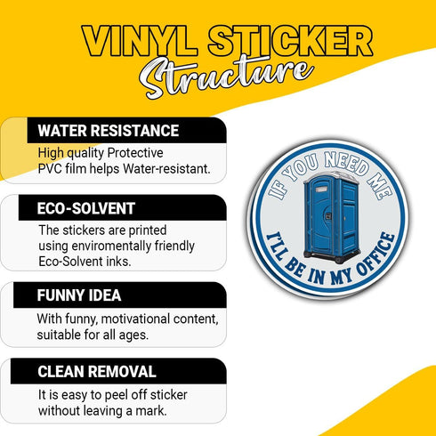 3 Toolboxes, 3 Inch Pcs Funny Porta Potty Sticker If You Need Me Ill Be in My Office Decal, Construction Humor Vinyl