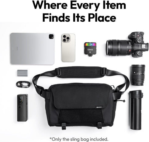 BP11 8L ULANZI Camera Sling Bag with Tripod Holder for Men Women, Lightweight Splash-proof DSLR/Mirrorless Anti-Theft