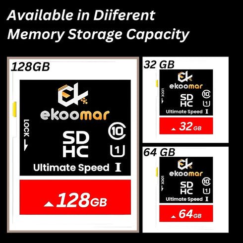 Ekoomar 10, 100MB/s 32GB (Pack 1) Card - Class High-Speed Memory Card with for Digital Camera, Dash Cam, & Video