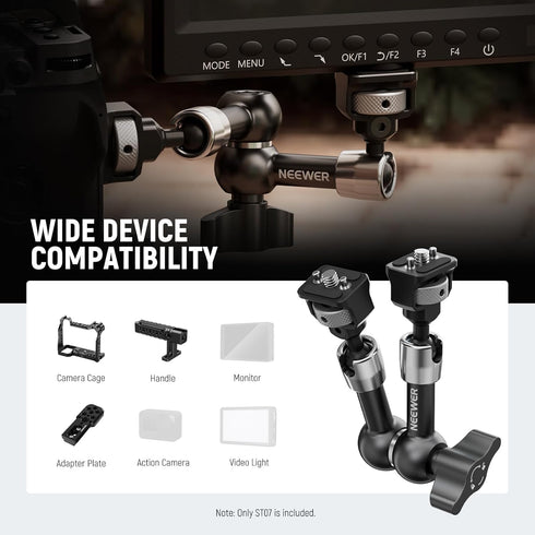 NEEWER 7" Articulating Magic Arm with 360° Ball Heads for ARRI, Camera Monitor Mount with 1/4" Screws