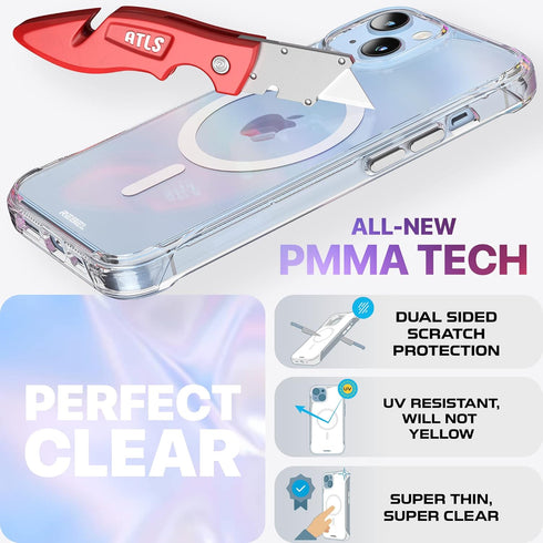 REBEL Clear Case for iPhone 14 - Crystal Series Gen-4, Strong MagSafe Compatible, Protective Shockproof Bumpers