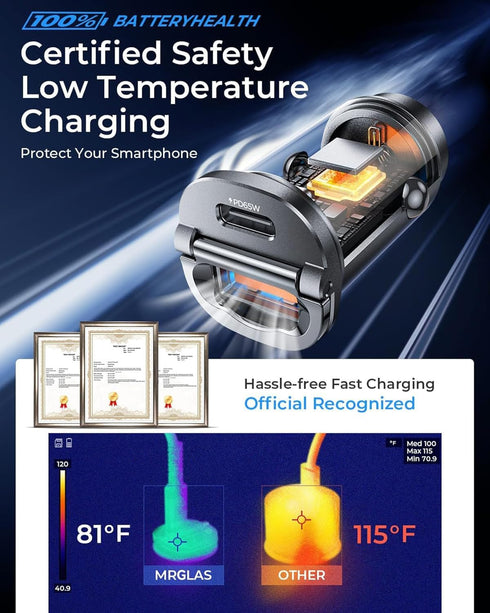 Upgraded 125W USB C Car Charger, Super Fast Charging, Dual Port for iPhone 15/14 Pro Max Plus, All Metal
