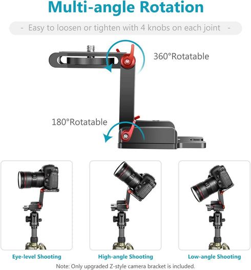 Neewer Upgraded Z-Flex Tilt Head Z Type Tripod Head with Quick Release Plate and Spirit Level for DSLR Cameras