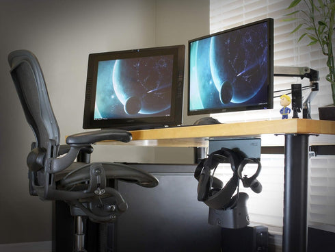VRGE VR Stand Under Desk Storage Hook Organizer for Meta Oculus Quest 3/2, PS5 VR2, Valve Index Headsets