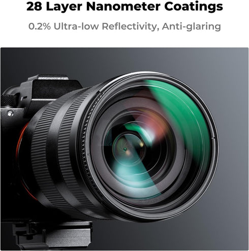 K&F Concept 62mm Circular Polarizer Lens Filter, Ultra Slim CPL Filter with 28 Multi-Layer Coatings, Cleaning Cloth