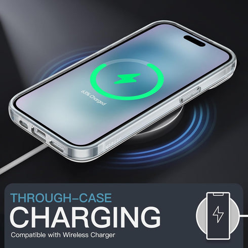 JETech Clear Case for iPhone 15 Plus 6.7-Inch, Shockproof Bumper, Anti-Scratch Non-Yellowing Back Cover.