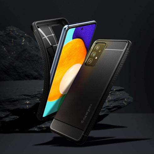 Spigen Rugged Armor Case for Galaxy A52 5G (2021), Matte Black Protective Cover