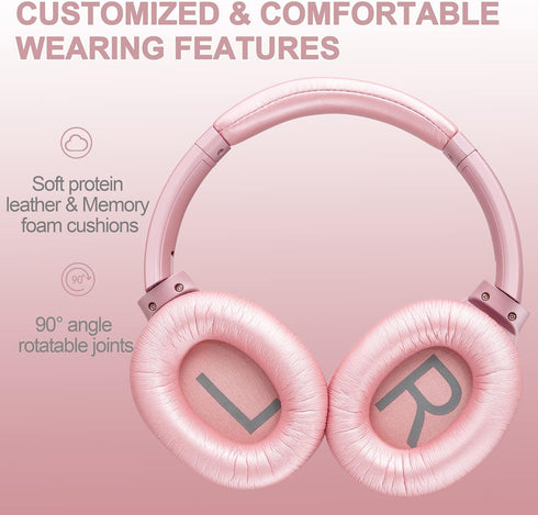 ZIHNIC Active Noise Cancelling Headphones, 40H Playtime Wireless Bluetooth Headset with Deep Bass Hi-Fi Stereo Sound,