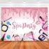 Spa Party Backdrop for Girls, Sweet Pink Princess Makeup Birthday Photography Background Banner for Women Spa Day