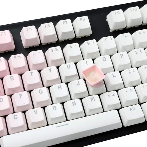 YMDK Double Shot 104 Dyed PBT Keycap Set for Cherry MX Switches Mechanical Keyboard, Pink White Gradient