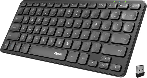 Arteck 2.4G Wireless Keyboard, Ultra Slim Compact Wireless Keyboard with Media Hotkeys for Windows 10/8/7
