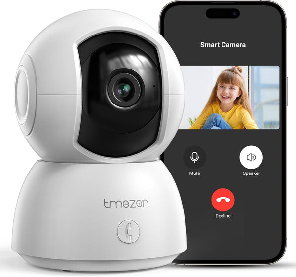 TMEZON Indoor Security Camera 2K,Pan/Tilt Wi-Fi Pet Camera with Vicohome App WiFi IP