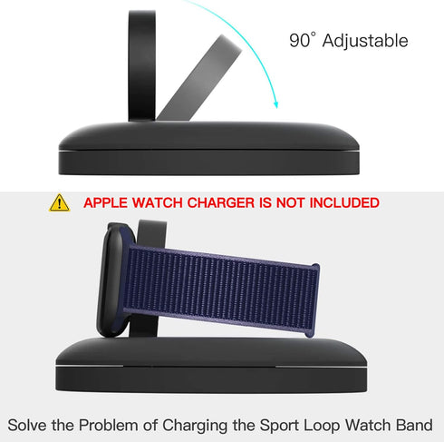 PZOZ Charger Stand for Apple Watch - Portable Dock Holder Organizer for iWatch Series Ultra 10 9 8 SE2 7 6 5 4 (Black)