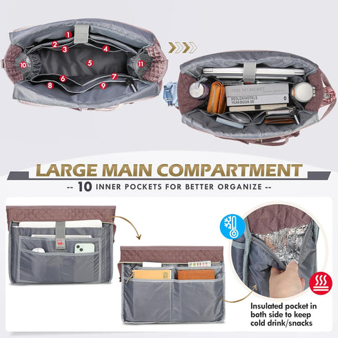 RAINSMORE 15.6 inch Teacher Tote Bag Laptop Bag for Women Work Bags Laptop Tote Nurse Bag Professional Computer