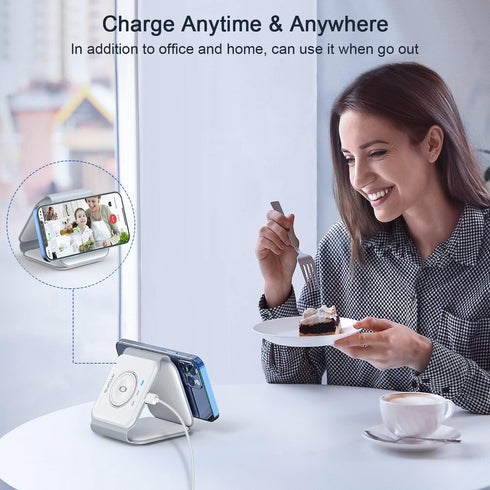 Wireless Charger 3 in 1, RTOPS Magnetic Travel Charging Station for Multiple Devices, GaN 3 in 1 Charger, Compatible