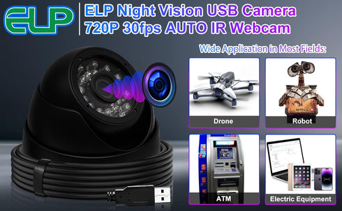 USB Infrared Webcamera, Day Night Vision CCTV Dome IR Camera for PC, Waterproof High Speed Lightburn Laser Engraver