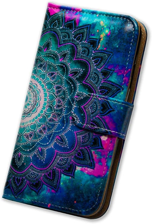 Case for Samsung Galaxy A42 5G, Mandala Flower Space Leather Flip Phone Wallet Cover with Card Slot Holder