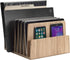 MobileVision 7 Bamboo Device Organizer for Smartphones, Tablets and Laptops, Slots With Extra Wide Slots for Laptops