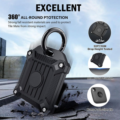 Tile Mate 2022 2024 Tracker Cover, Anti-Scratch Waterproof Case with Keychain for Carabiner, Keys, Bags, Collar Holder