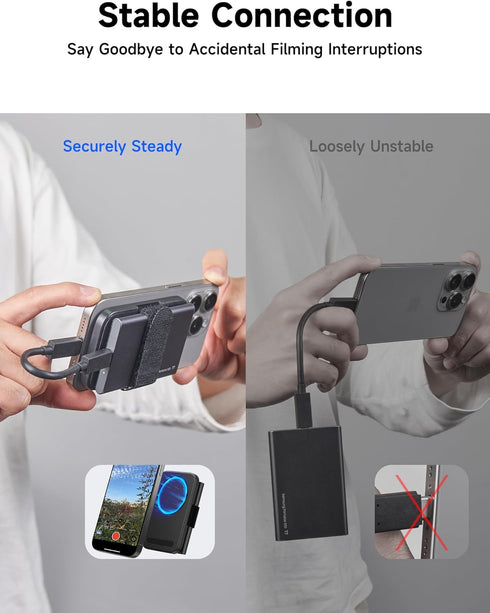 JSAUX 17/16/15 M.2, Magnetic SSD Clip for iPhone Pro & Pro Max, Filming Accessories for Recording ProRes to SSD